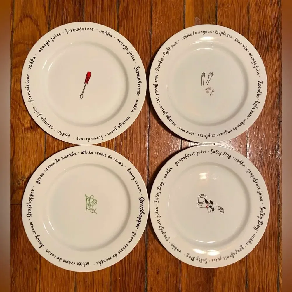 POTTERY BARN ‘Bar Lingo’ Appetizer Plates (set of 4)